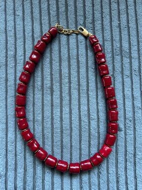 Zara Coral Beaded Necklace with Gold Accents